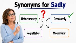 synonyms for sadly