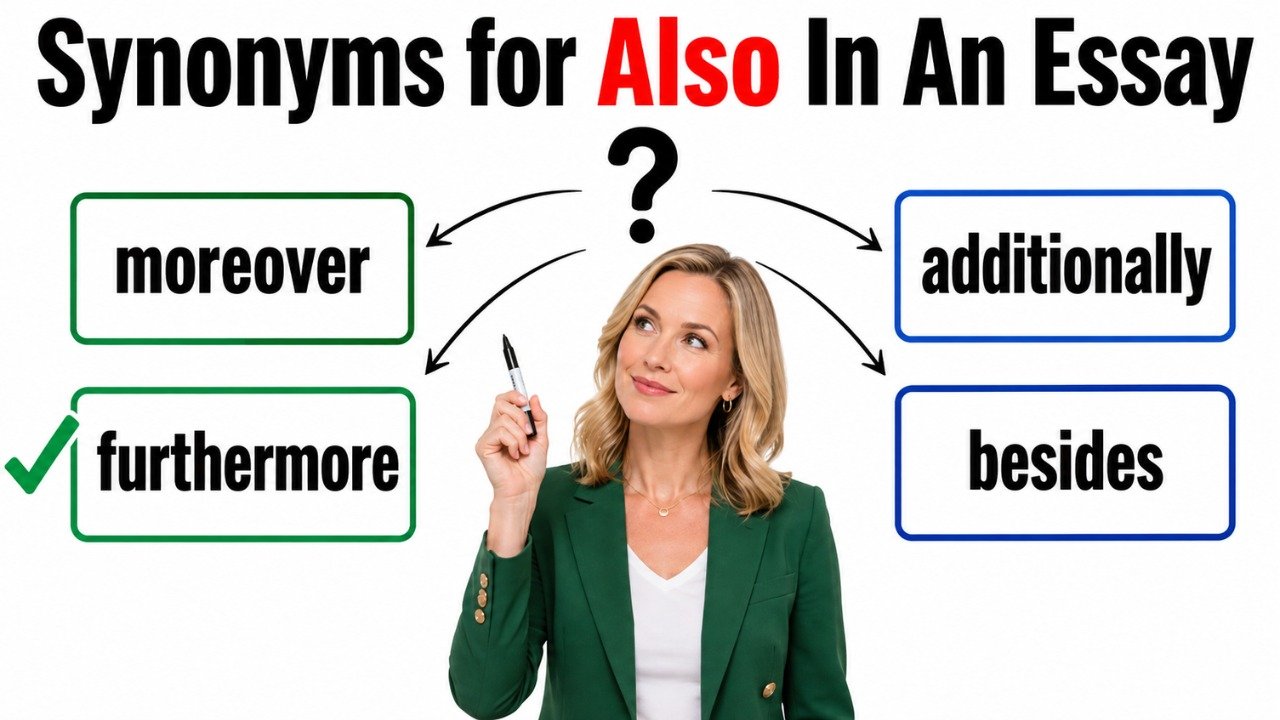 synonyms for also in an essay